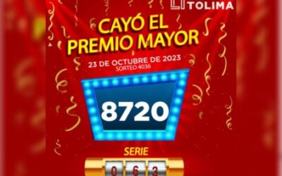 Cayó otra vez el premio mayor de la Lotería del Tolima