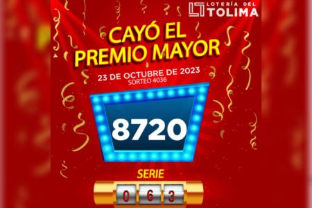 Cayó otra vez el premio mayor de la Lotería del Tolima