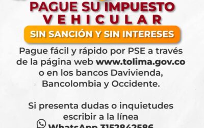 ¡Atención! a todos los propietarios de vehículos y motocicletas en el departamento del Tolima