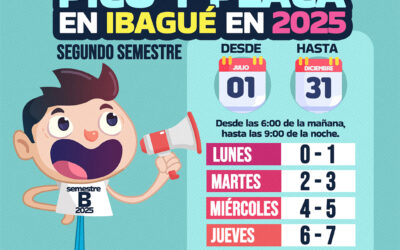  ¡NUEVO PICO Y PLACA EN IBAGUÉ!