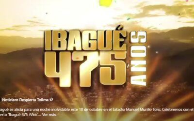 Ibagué se alista para una noche inolvidable este 18 de octubre en el Estadio Manuel Murillo Toro. Celebremos con el Gran Concierto ‘Ibagué 475 Años’.